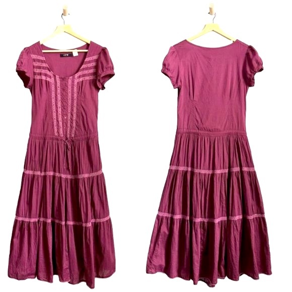 JFW Boho Embroidered Sequin Detailed Cotton Tiered Maxi Dress - Picture 1 of 10